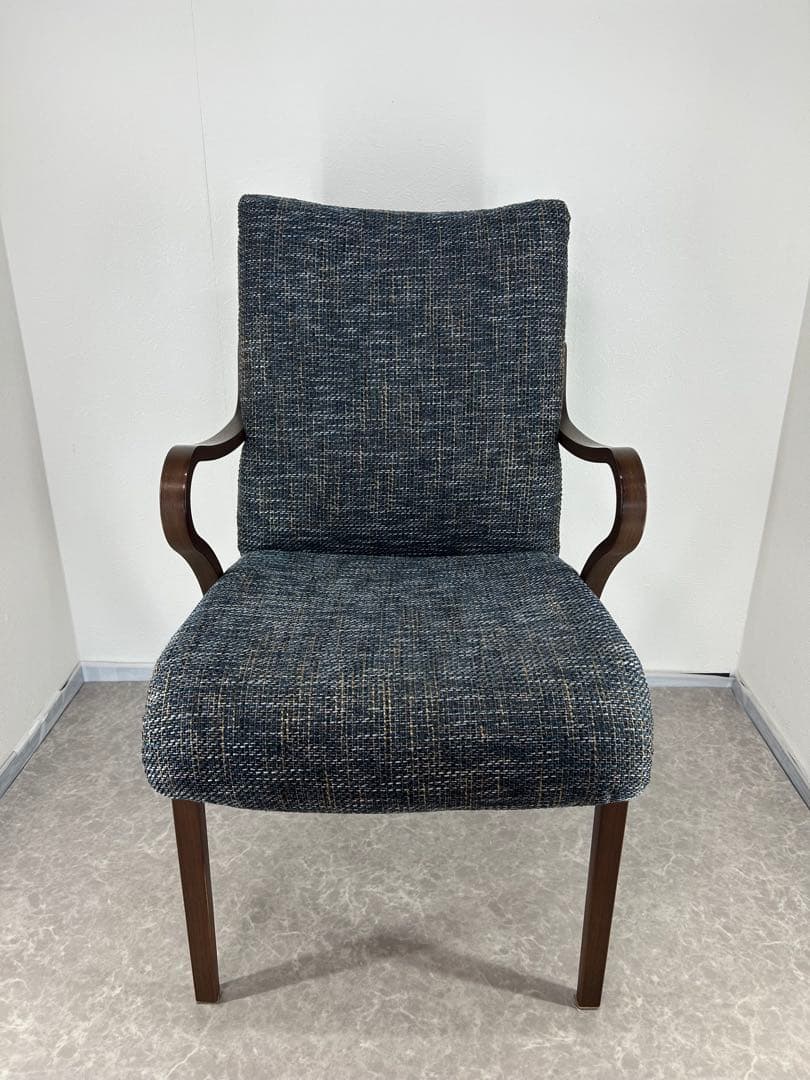 送料込み⭐︎FujiFURNITURE【アームチェア ネイビー、ダークグレー系】