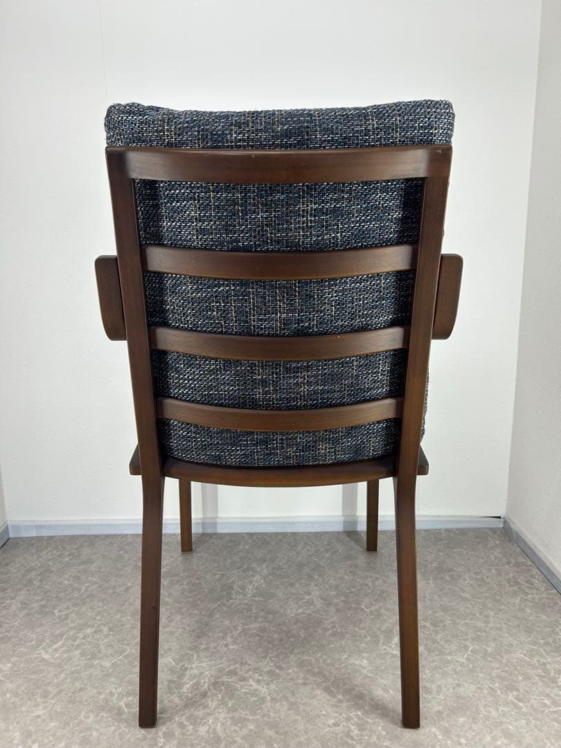 送料込み⭐︎FujiFURNITURE【アームチェア ネイビー、ダークグレー系】