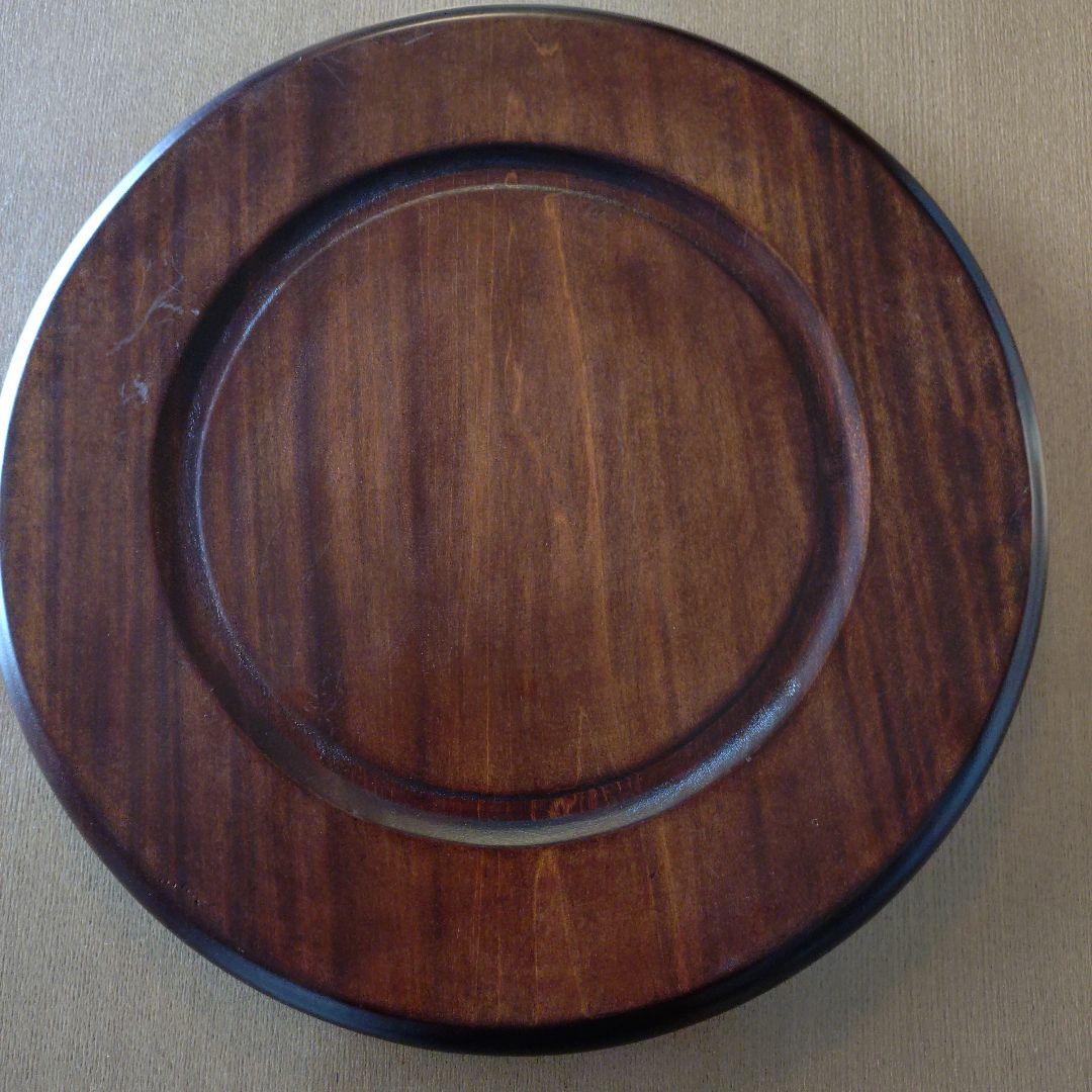 軽井沢彫り　丸盆　桜紋