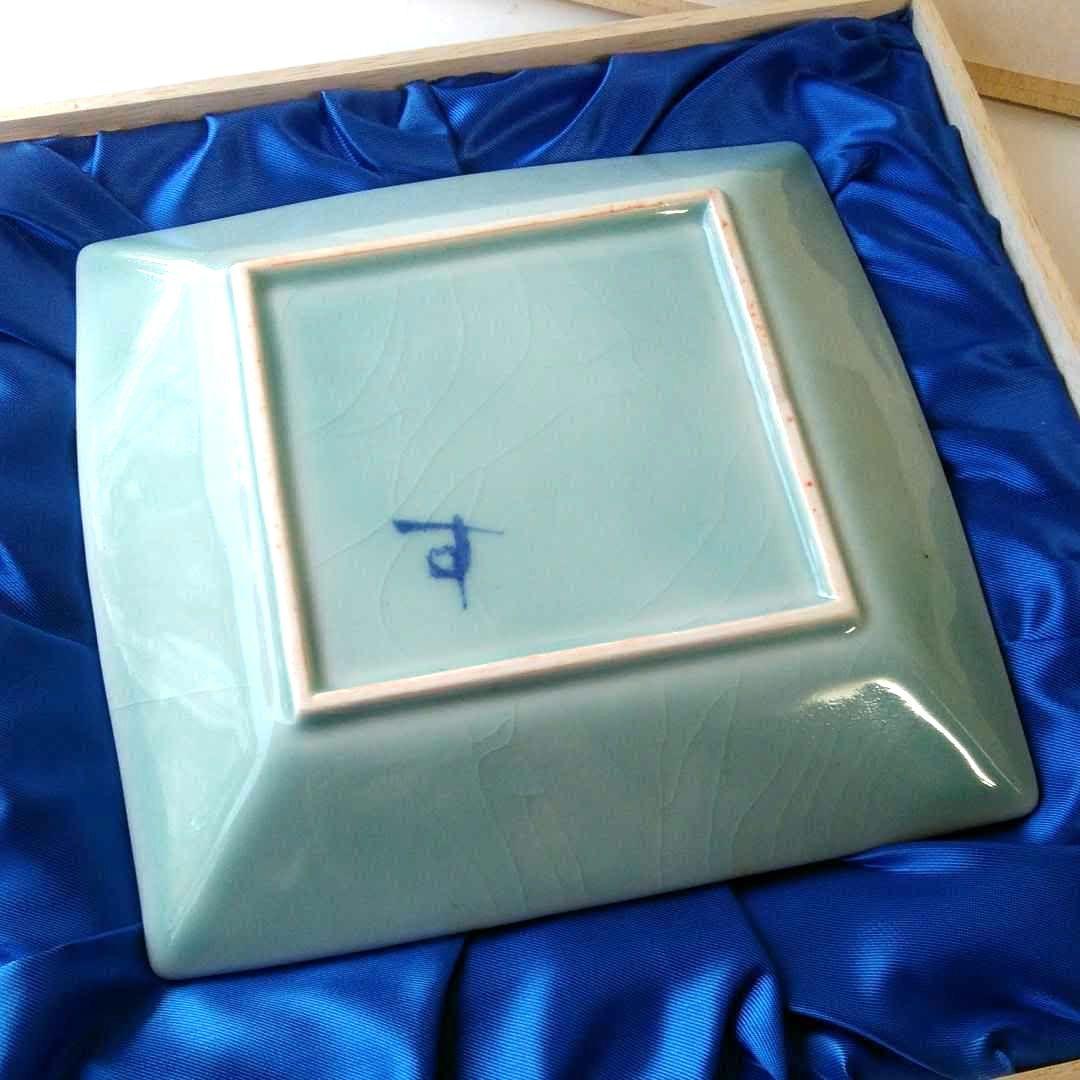 高井進☆　「椿」　桐箱入り　日本工芸会　飾り皿/角皿　作家物　新潟