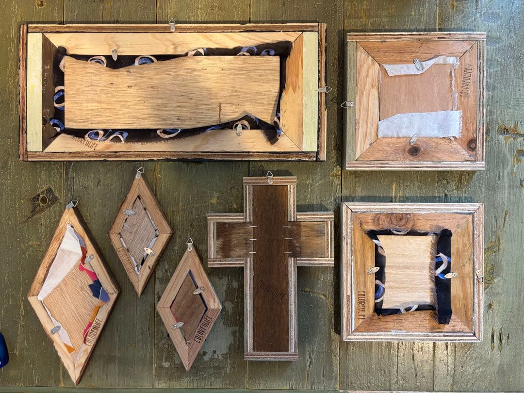【1点物】アップサイクル ウッドフレーム 7点SET / アンティーク・古材風