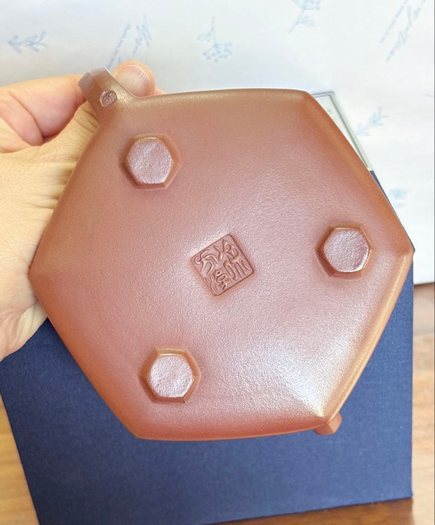 中国 宜興紫砂壺 六方石瓢 紫泥壺 急須（番号A5029）