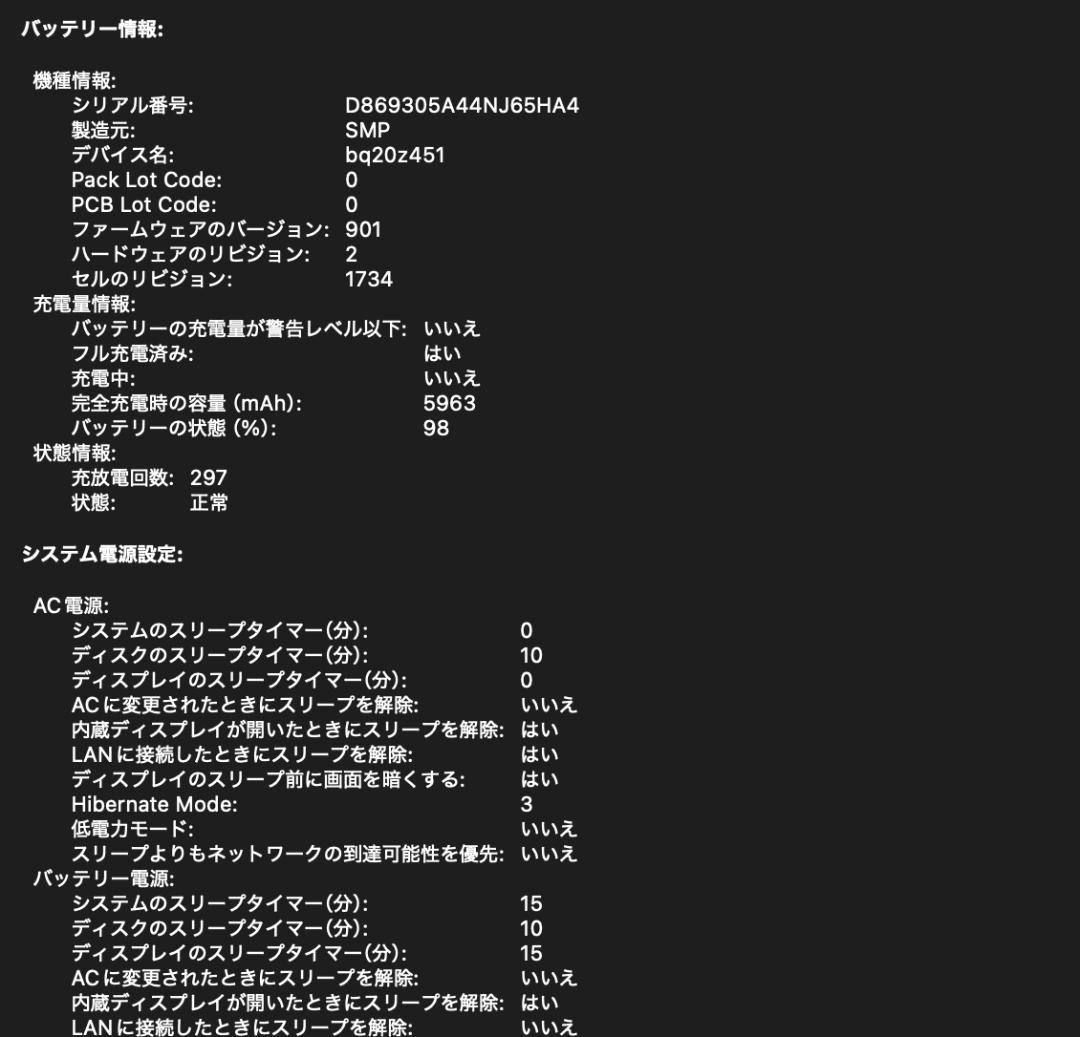 MacBook Pro 15インチ 2019 / メモリ16GB / 256GB