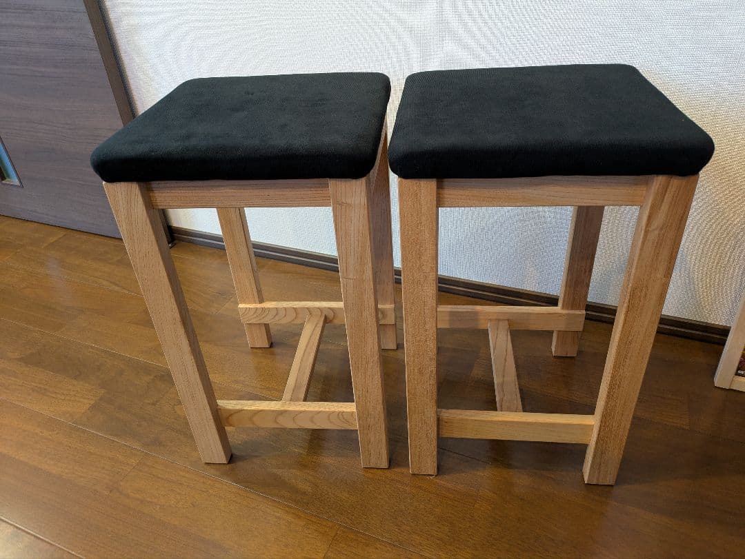 木製スツール 2脚セット　ブラック