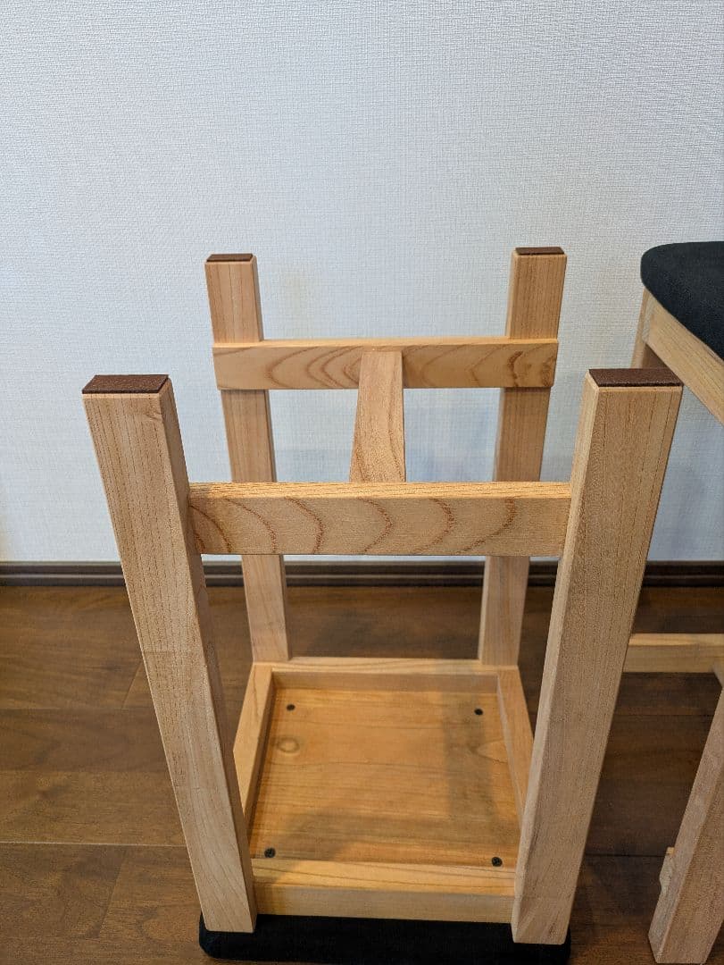 木製スツール 2脚セット　ブラック