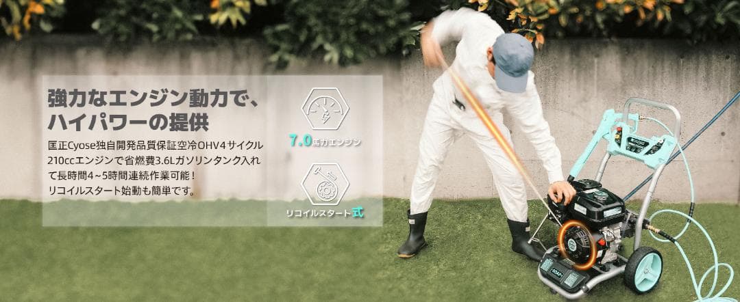 エンジン式高圧洗浄機 21Mpa ハイパワー 4つの噴射パターン 給水機能