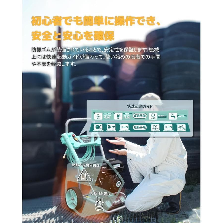 エンジン式高圧洗浄機 21Mpa ハイパワー 4つの噴射パターン 給水機能