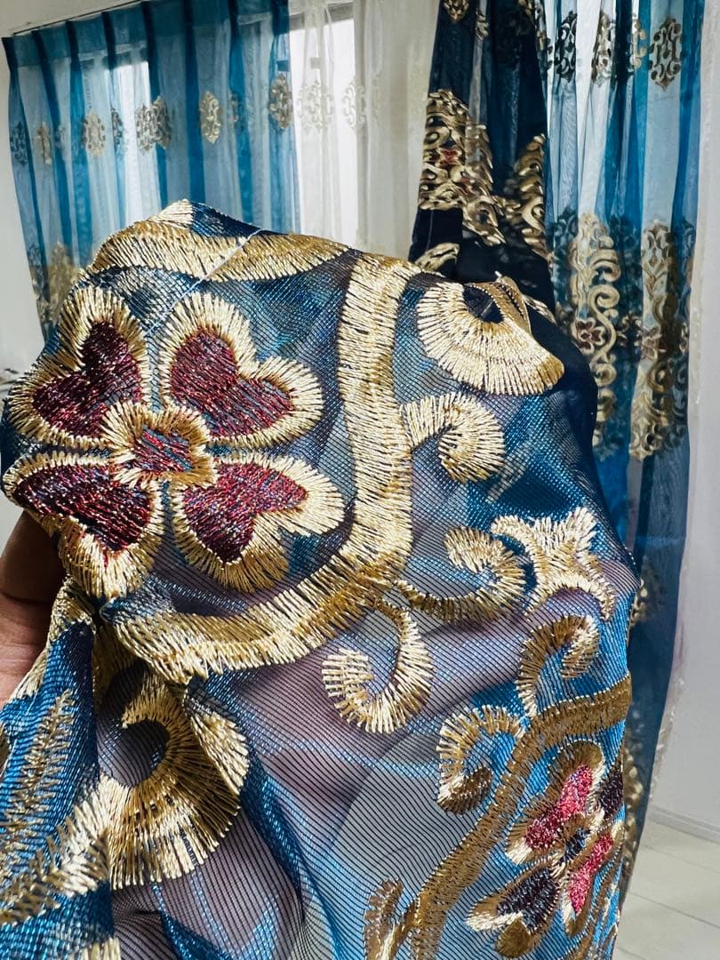 刺繍レースカーテン クローバー ラッキー 刺繍柄 おしゃれ