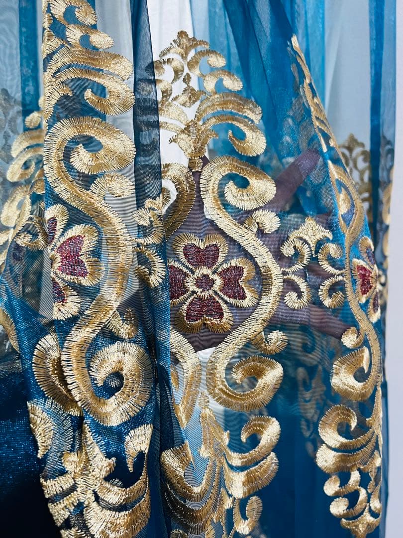 刺繍レースカーテン クローバー ラッキー 刺繍柄 おしゃれ