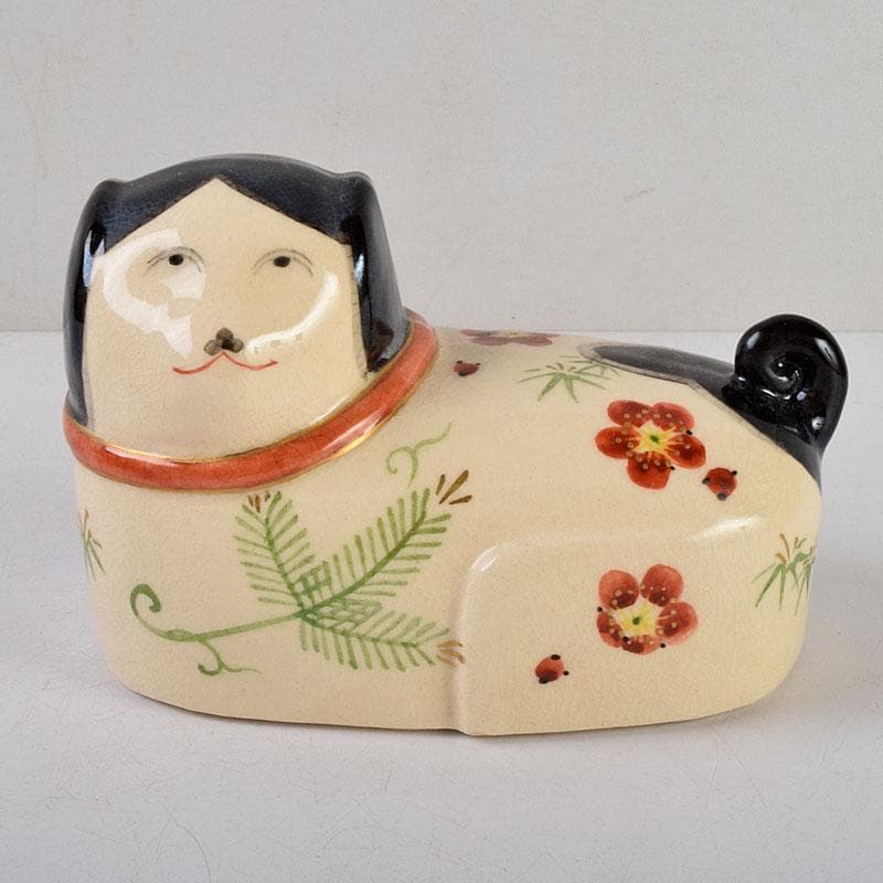 京焼　伊東陶山作　犬張子　お伽犬　置物　縁起物　共布共箱　C　8781