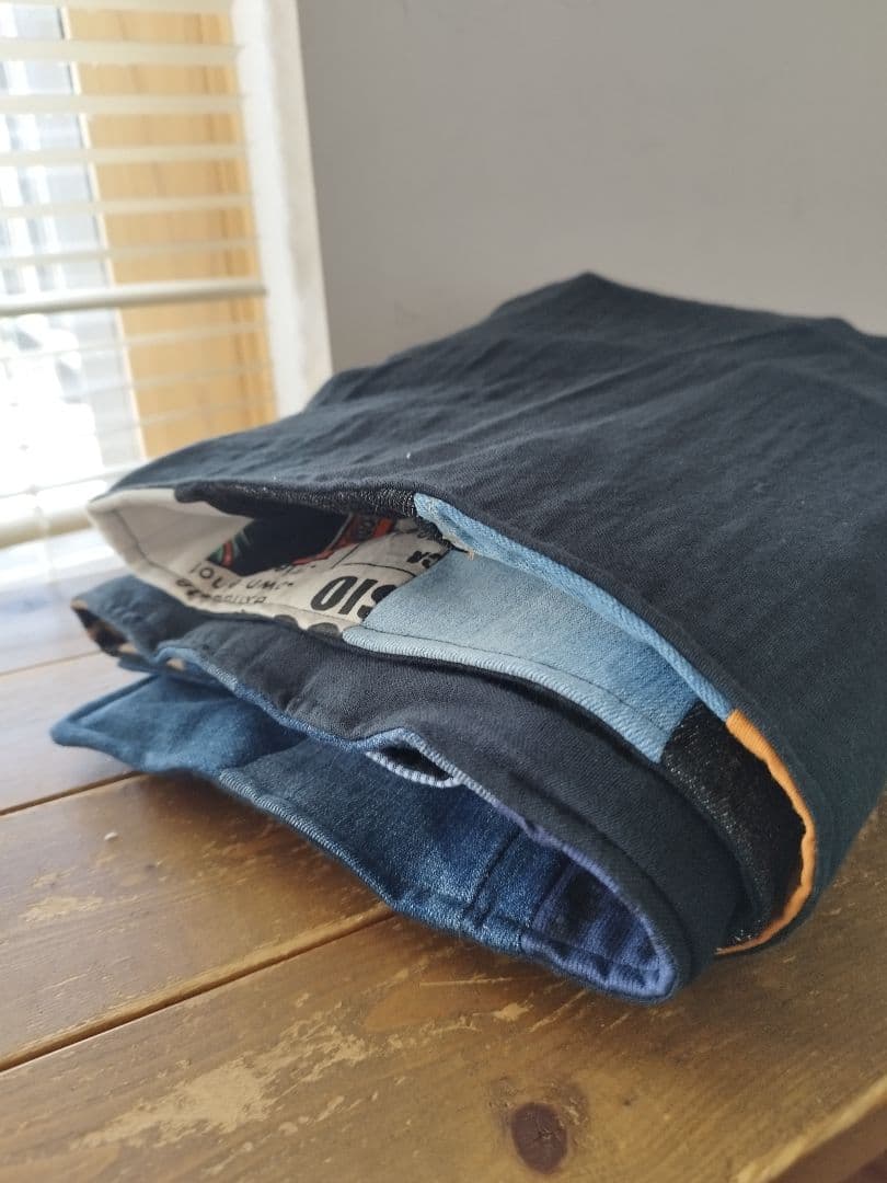 No.1272ハンドメイド★ブランケット＆ポーチ★デニムリメイク★パッチワーク