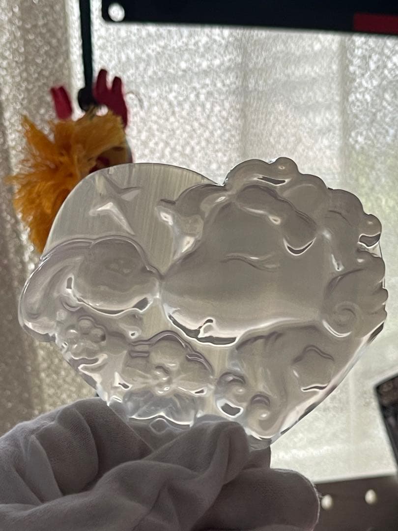 MH様【3088】 ユニコーン彫り ハート型プレート　セレナイト