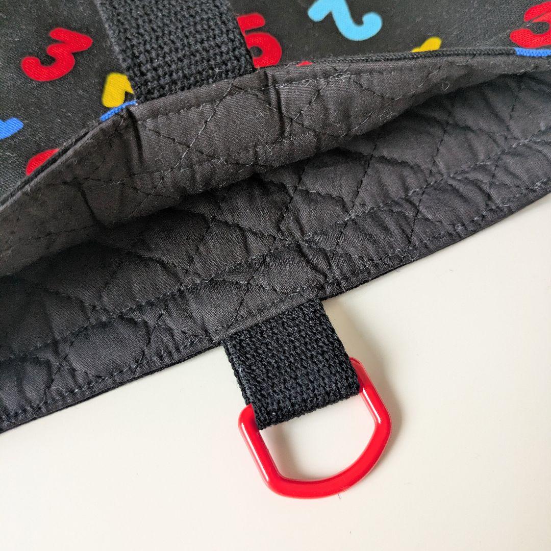 入園入学セット3点、給食袋、ランチマット　カラフル数字柄ブラック×レッド