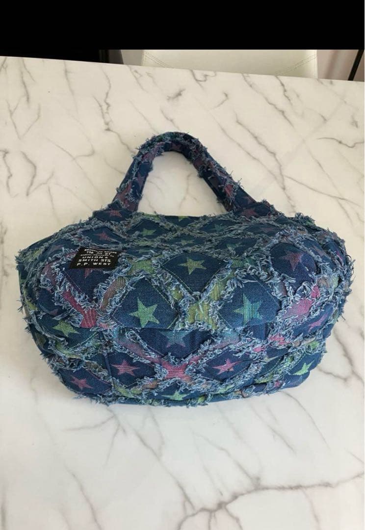 881 大きめデニムリメイクバック　ハンドメイド