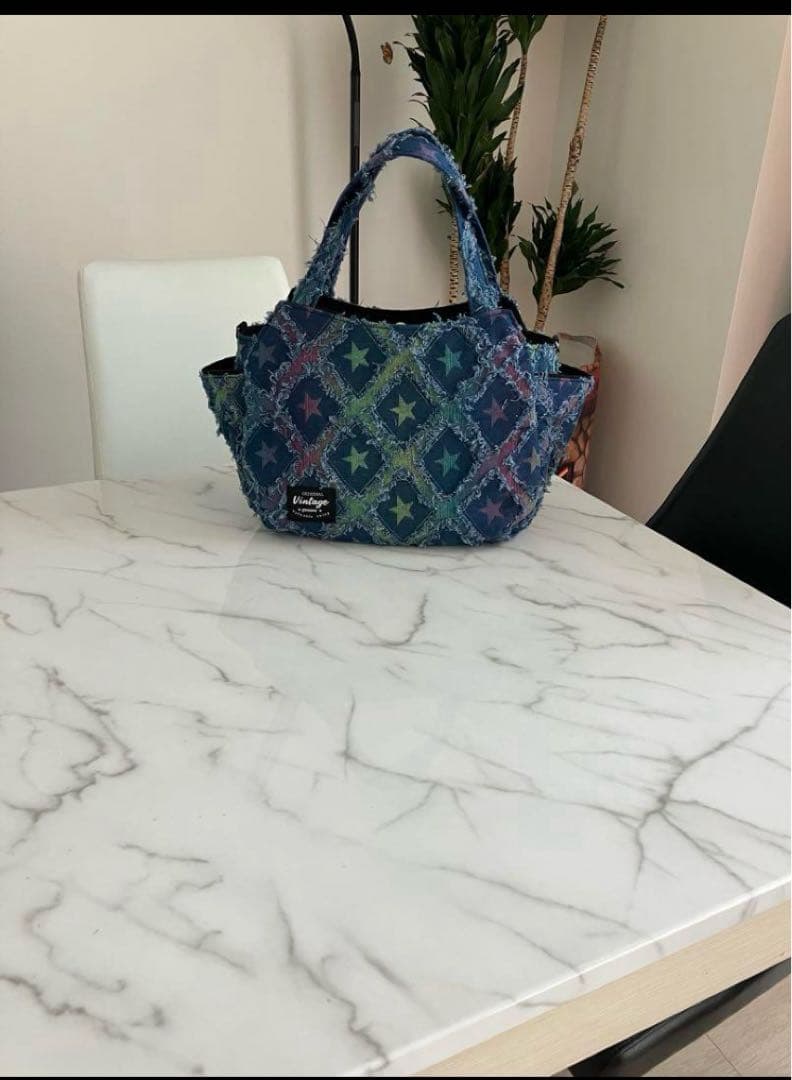 881 大きめデニムリメイクバック　ハンドメイド