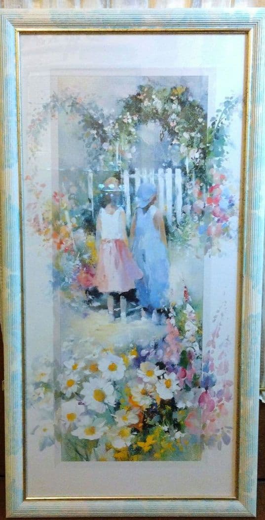 額絵　少女たちと花園　ファンタジー