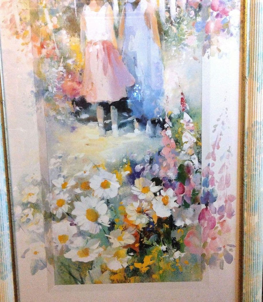 額絵　少女たちと花園　ファンタジー