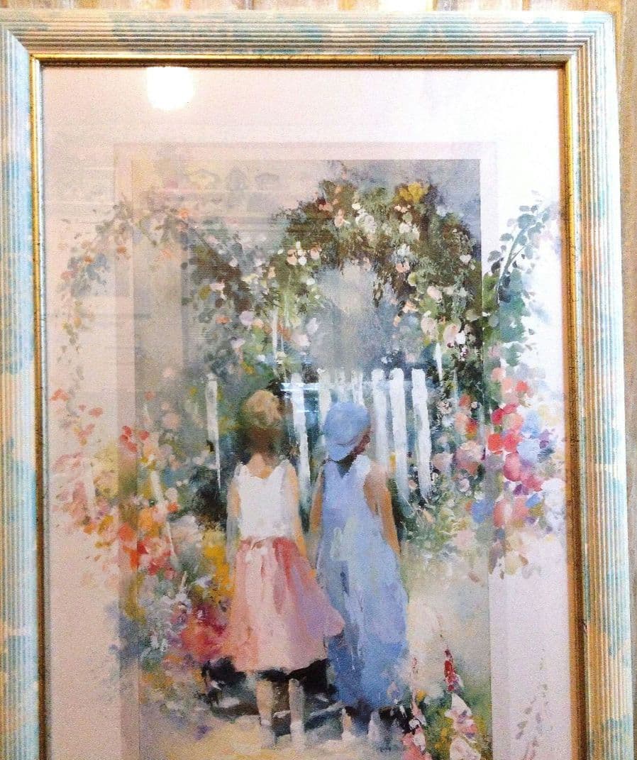 額絵　少女たちと花園　ファンタジー