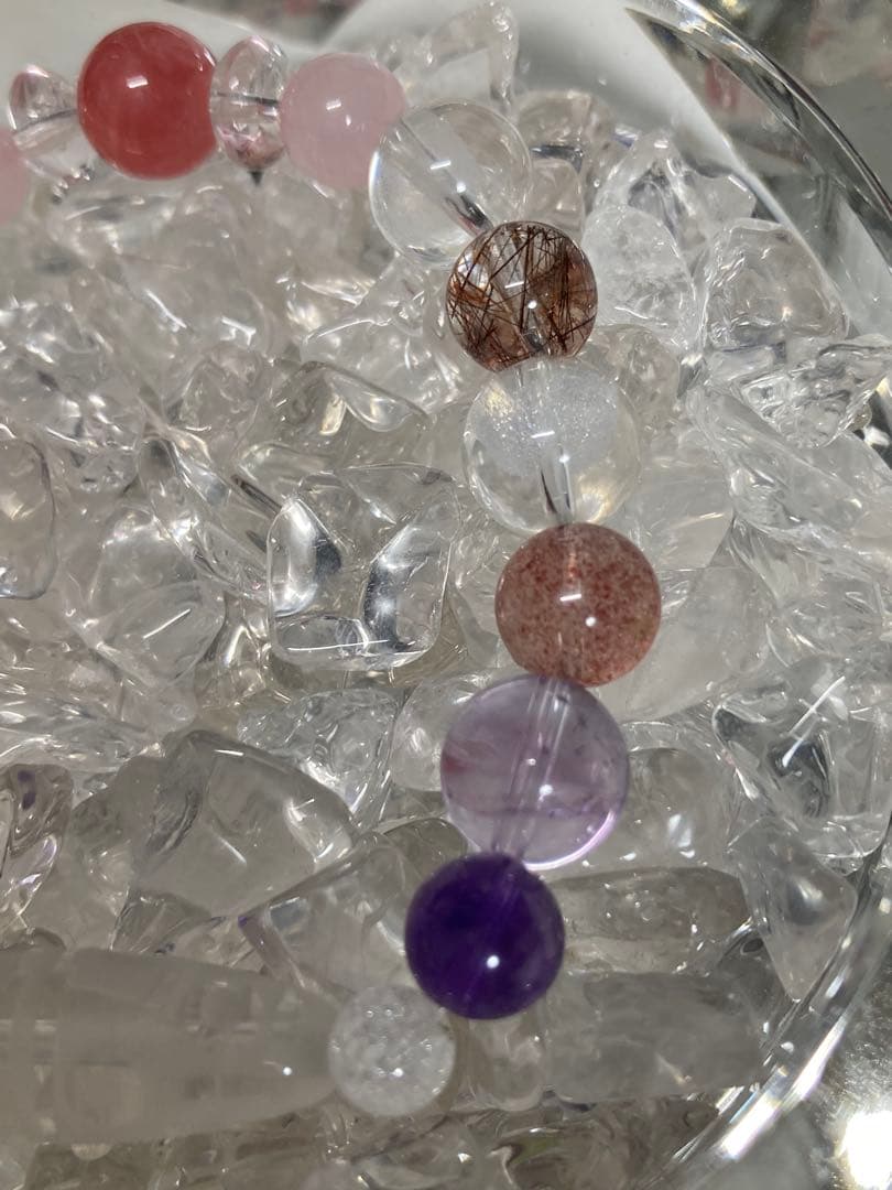 天然石　天珠　十二眼天珠　インカローズ　ファントム　ブレスレット