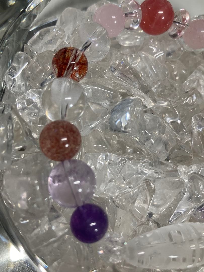 天然石　天珠　十二眼天珠　インカローズ　ファントム　ブレスレット