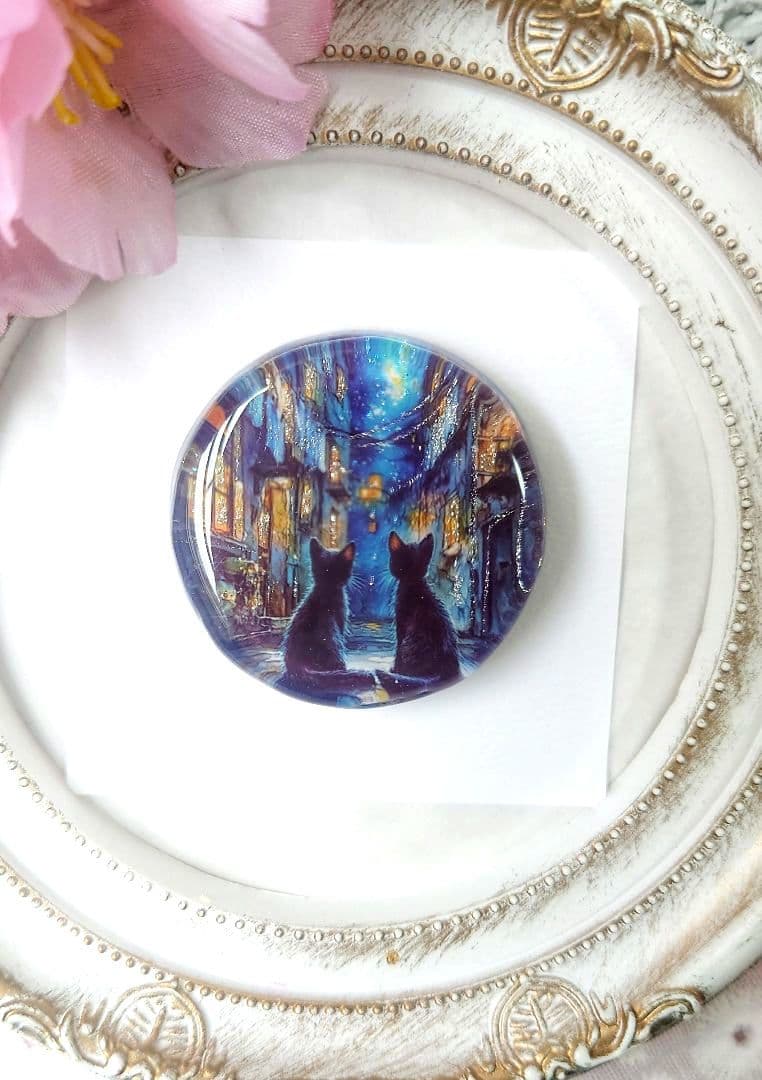 レジン　猫　ヘアゴム　ブローチ　ポニーフック　No.564