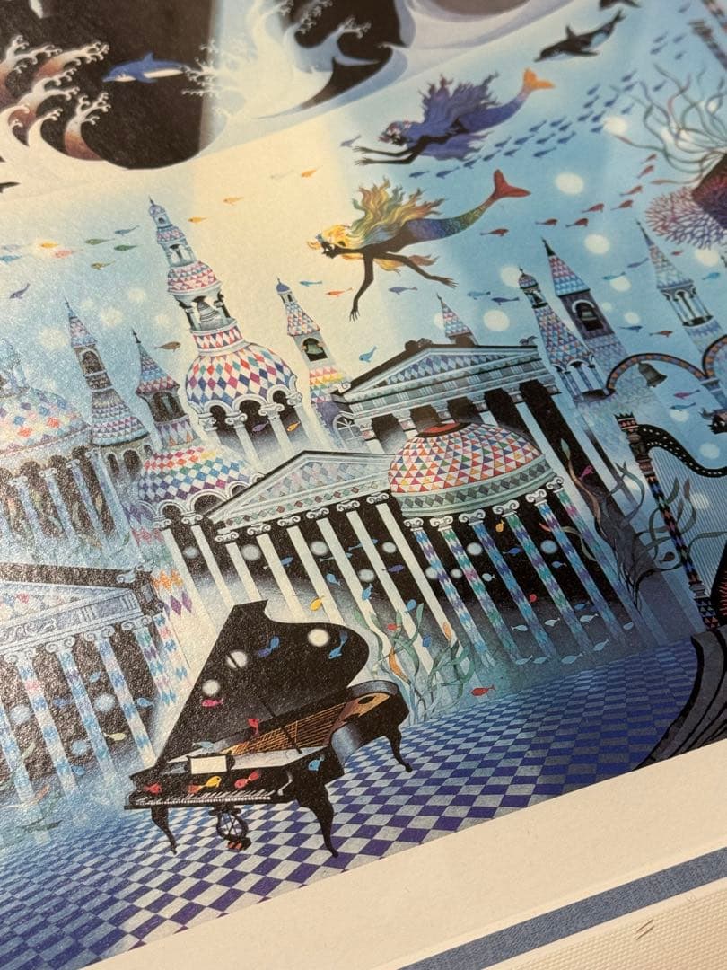真作 藤城清治 光る海 限定500部 版画 サイン入り