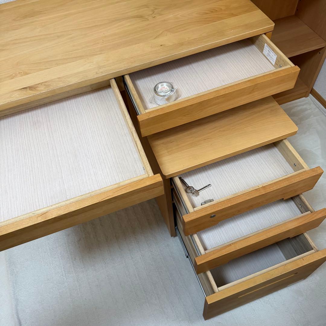 堀田木工　学習机　国産天然木　3点