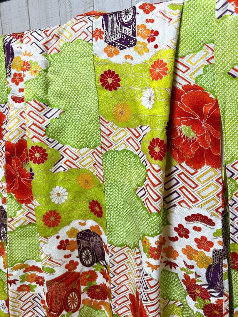 小さめ7歳セット♡七五三　5歳から7歳　女の子　セット　一式　黄緑系