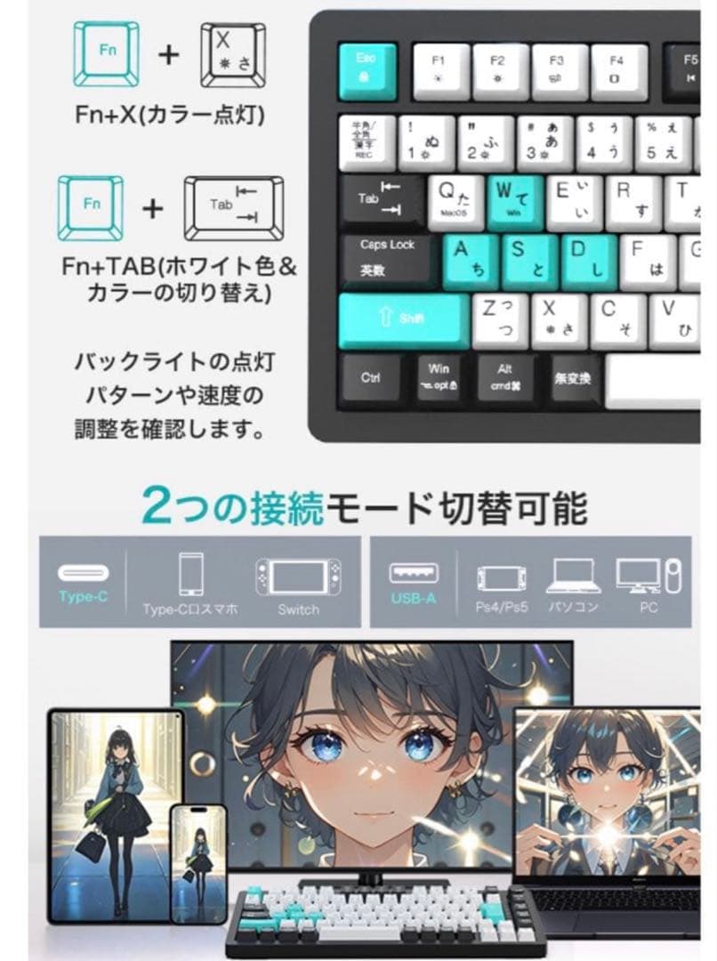 メカニカルキーボード【2025年業界オリジナル開発・日本語配列とカナ印字一体】