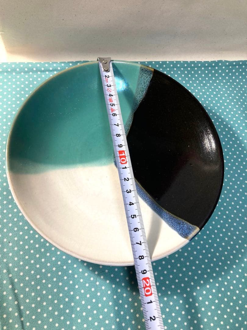 因州　中井窯　三色染め分け皿　鳥取