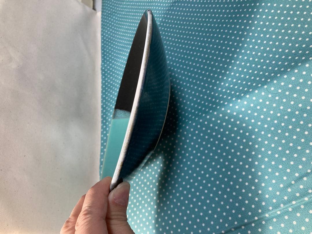 因州　中井窯　三色染め分け皿　鳥取