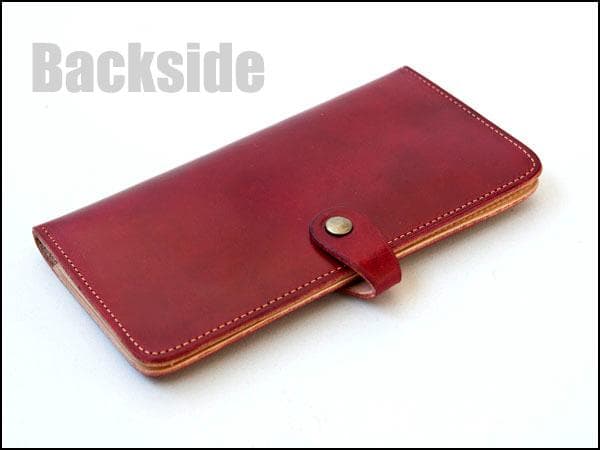 ゴダン ハンドメイド iPhone11対応 手帳型ケース スライド式ヌメ革Red