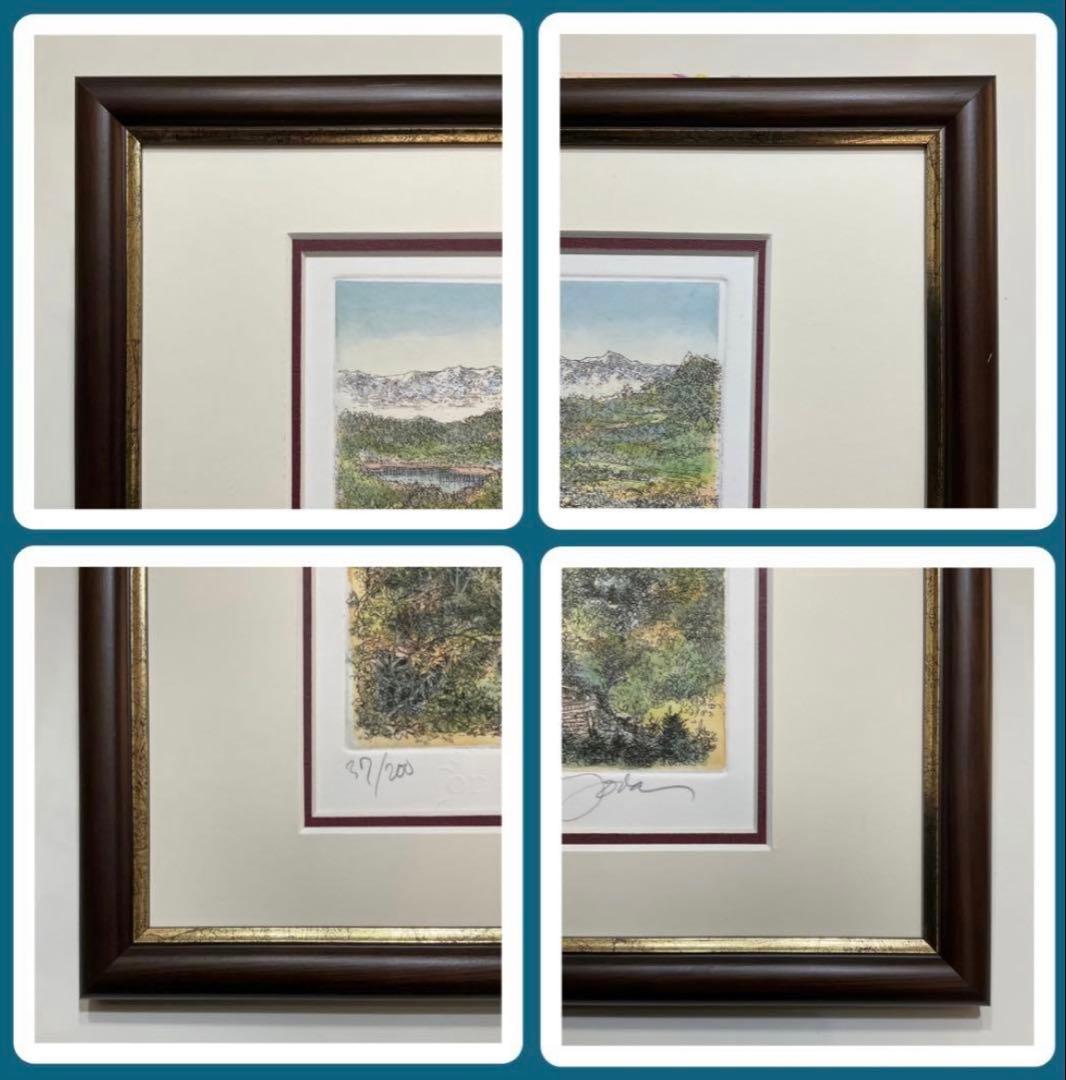 絵画・額縁・版画・織田義郎・銅版画+手彩色・ノイシュバンシュタインⅩⅩⅠ・美術品