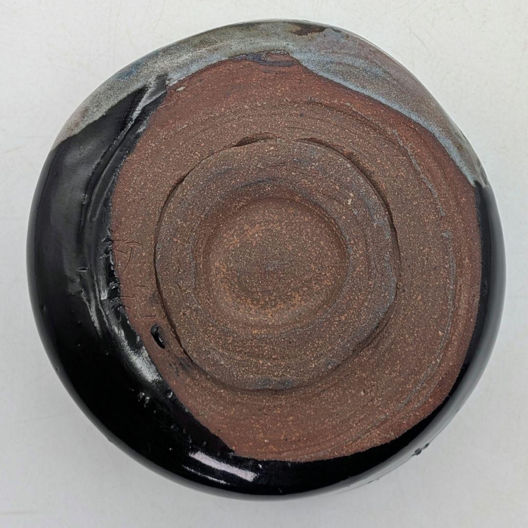 日展作家 鈴木紀文 黒織部茶盌 共箱共布 瀬戸焼 抹茶碗 抹茶茶碗 茶道具 茶器