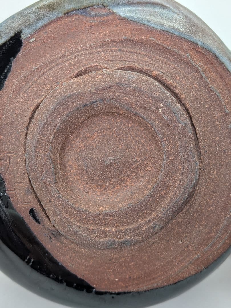 日展作家 鈴木紀文 黒織部茶盌 共箱共布 瀬戸焼 抹茶碗 抹茶茶碗 茶道具 茶器