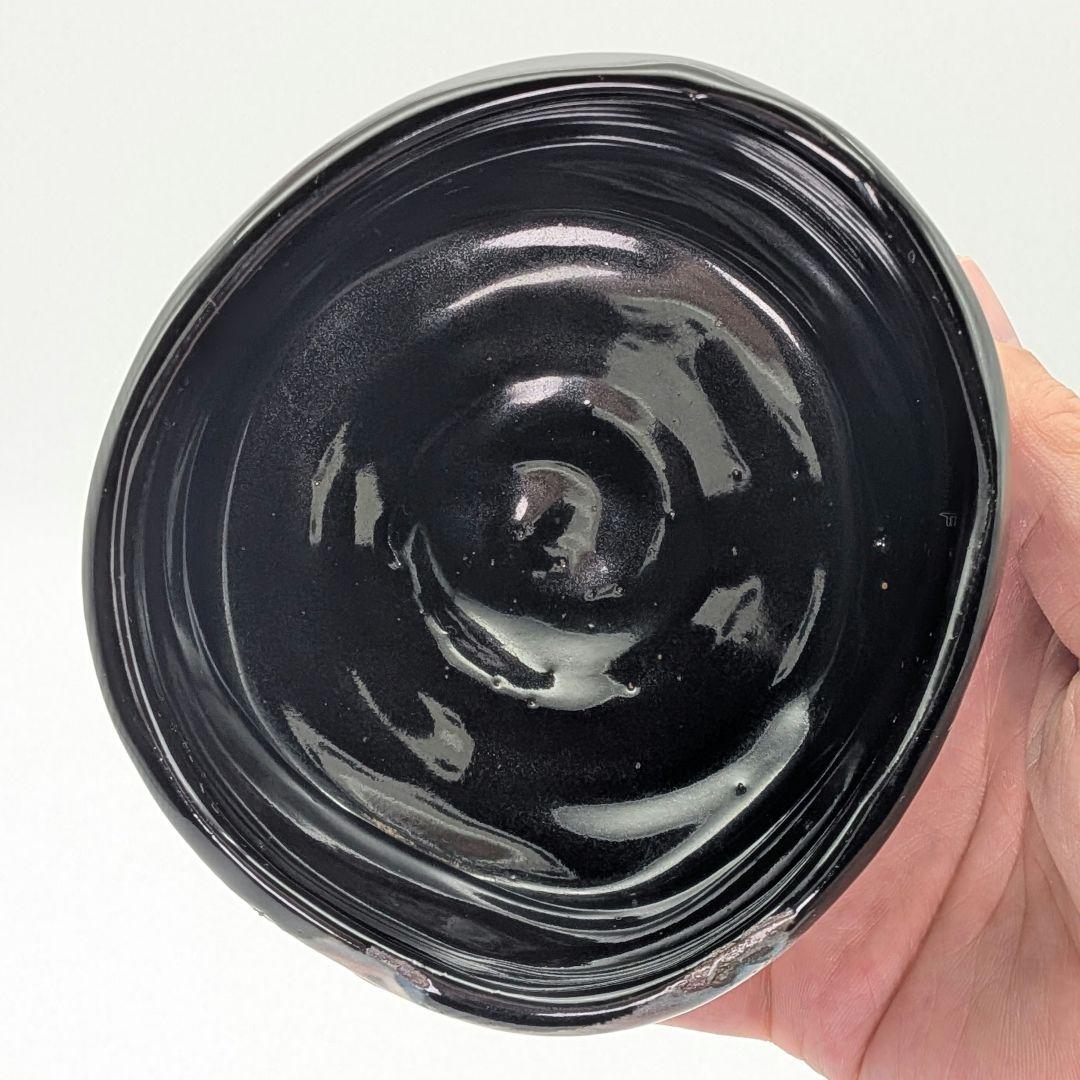 日展作家 鈴木紀文 黒織部茶盌 共箱共布 瀬戸焼 抹茶碗 抹茶茶碗 茶道具 茶器