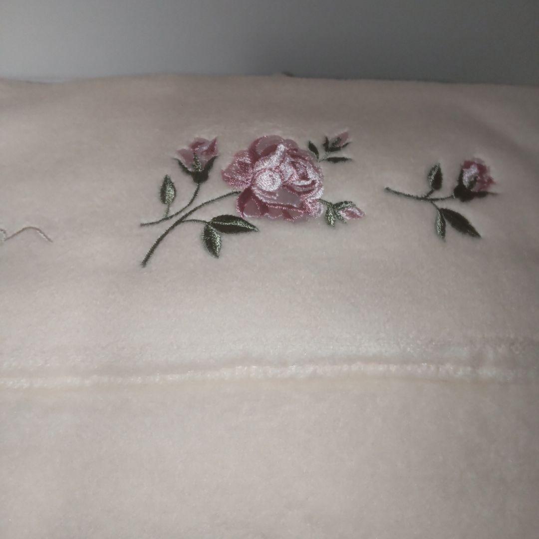 Hotman ホットマン 綿毛布 毛布 未使用品 ローズ 薔薇 アイボリー