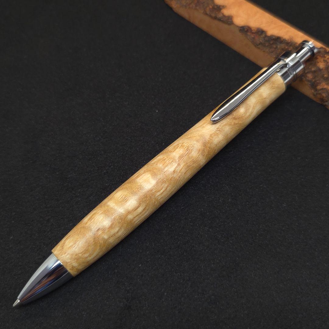 No.19ハンドメイド木軸シャーペンタモ縮み杢