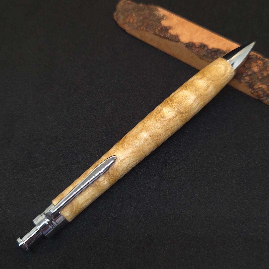 No.19ハンドメイド木軸シャーペンタモ縮み杢