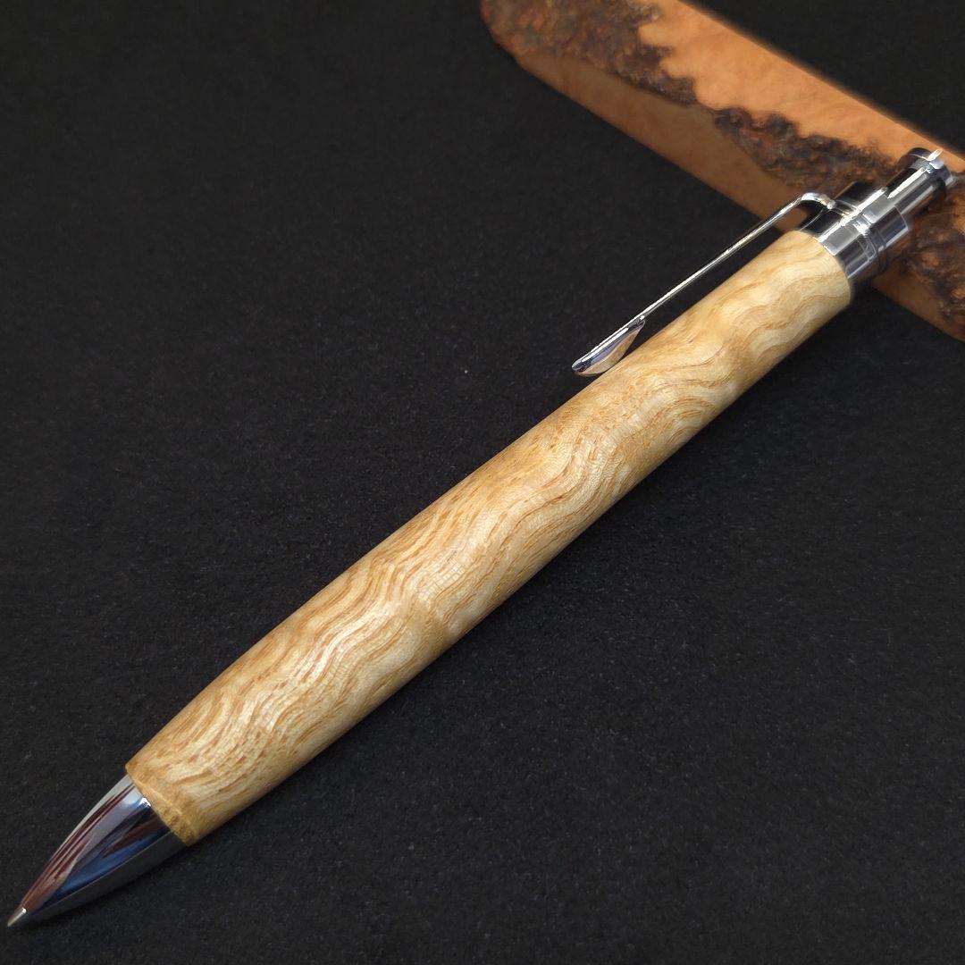 No.19ハンドメイド木軸シャーペンタモ縮み杢