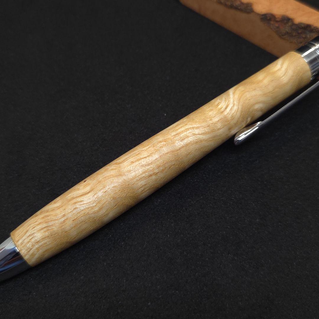 No.19ハンドメイド木軸シャーペンタモ縮み杢