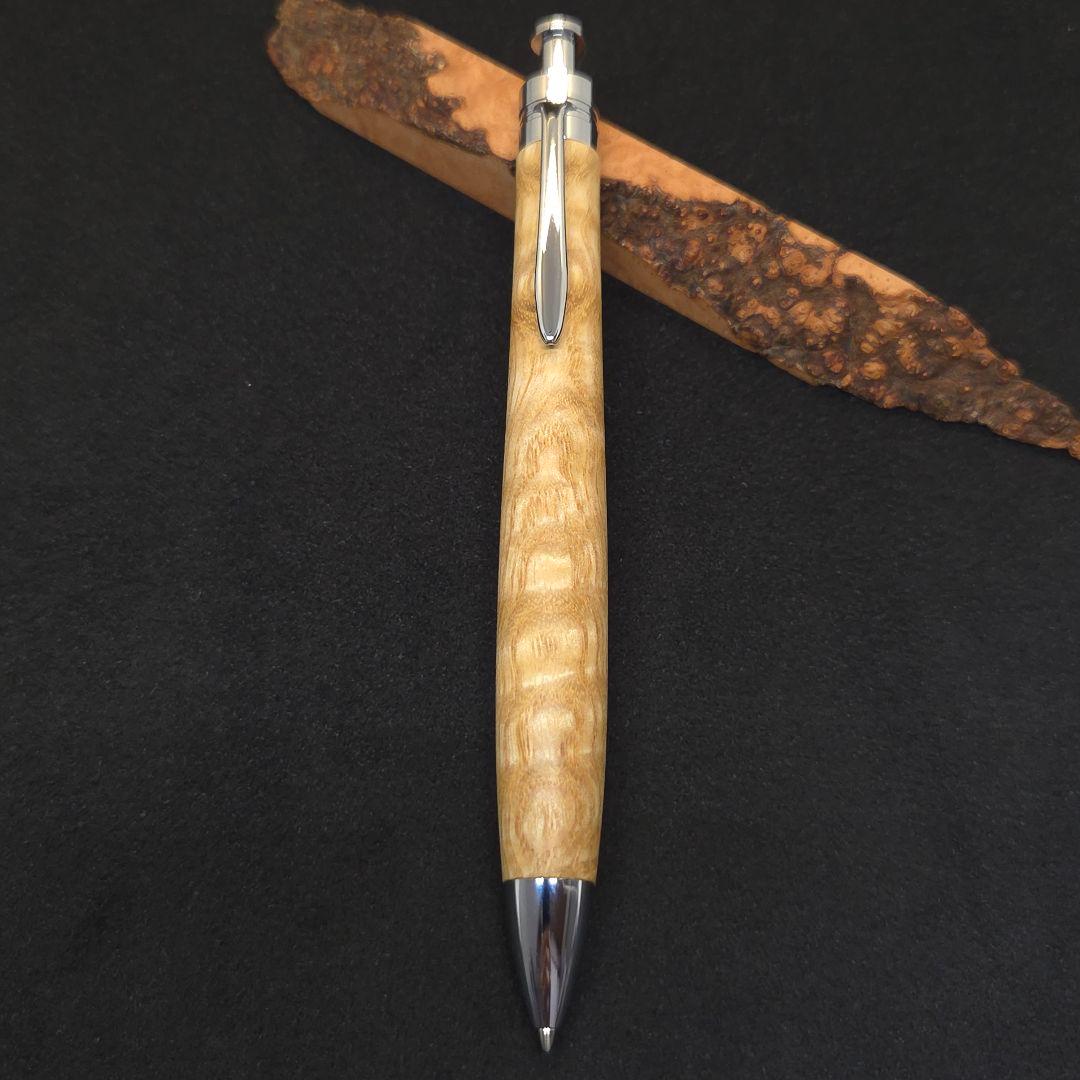 No.19ハンドメイド木軸シャーペンタモ縮み杢