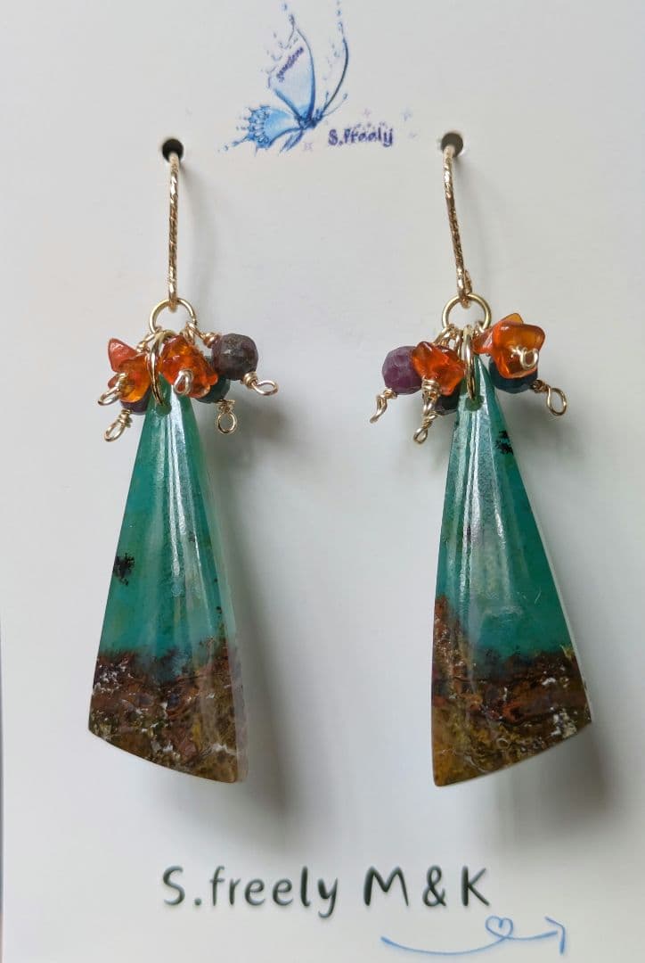 【一点物】ブルーオパライズドウッド　ムーアカイト　ファイヤーオパール14kgf