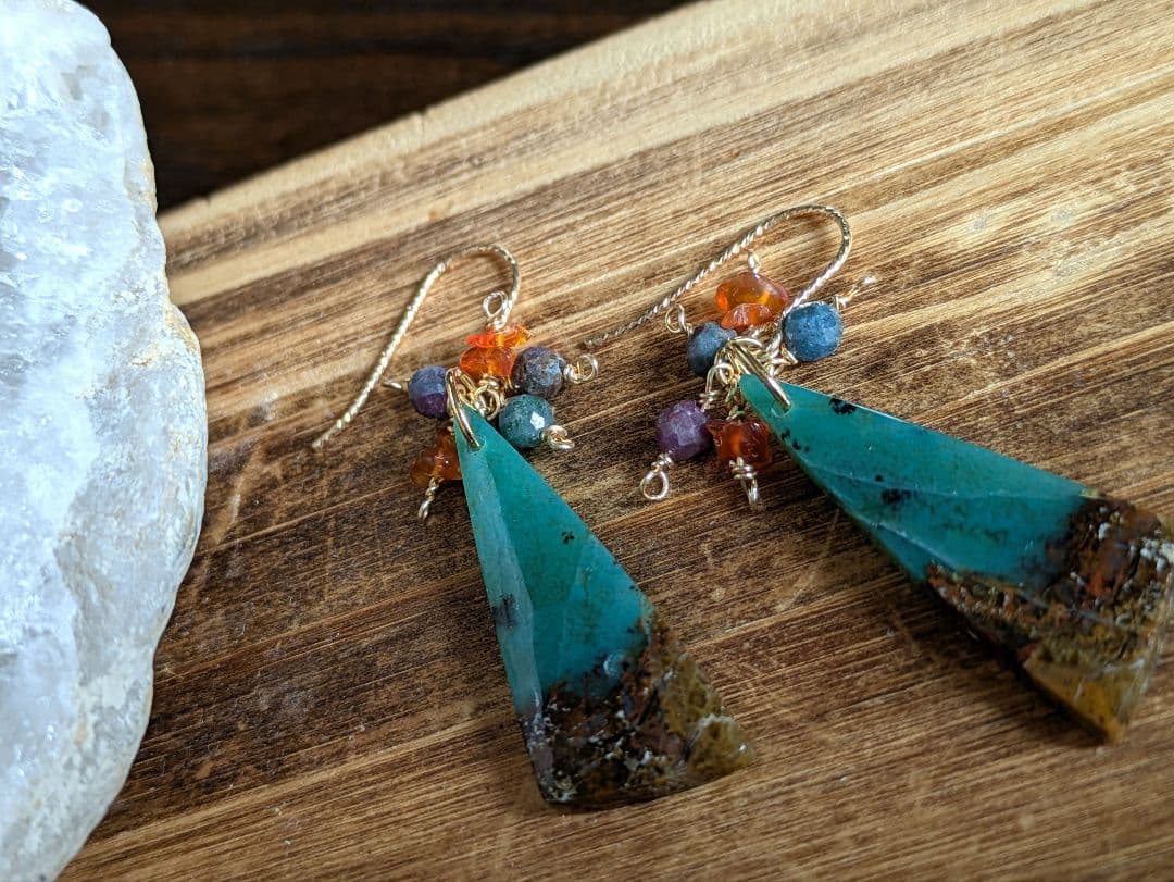 【一点物】ブルーオパライズドウッド　ムーアカイト　ファイヤーオパール14kgf