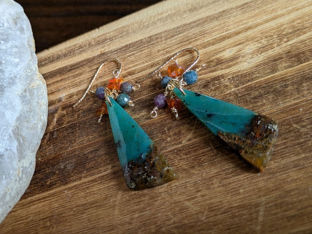 【一点物】ブルーオパライズドウッド　ムーアカイト　ファイヤーオパール14kgf