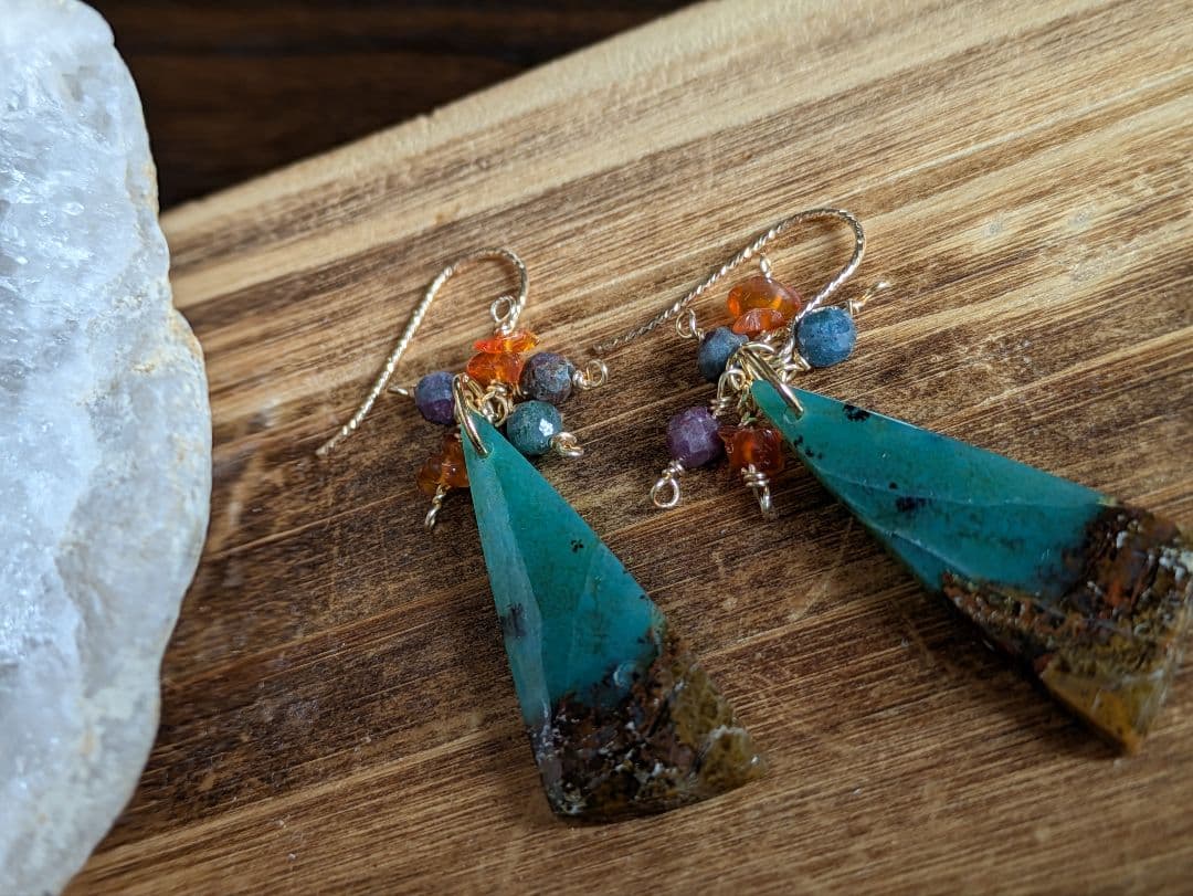 【一点物】ブルーオパライズドウッド　ムーアカイト　ファイヤーオパール14kgf