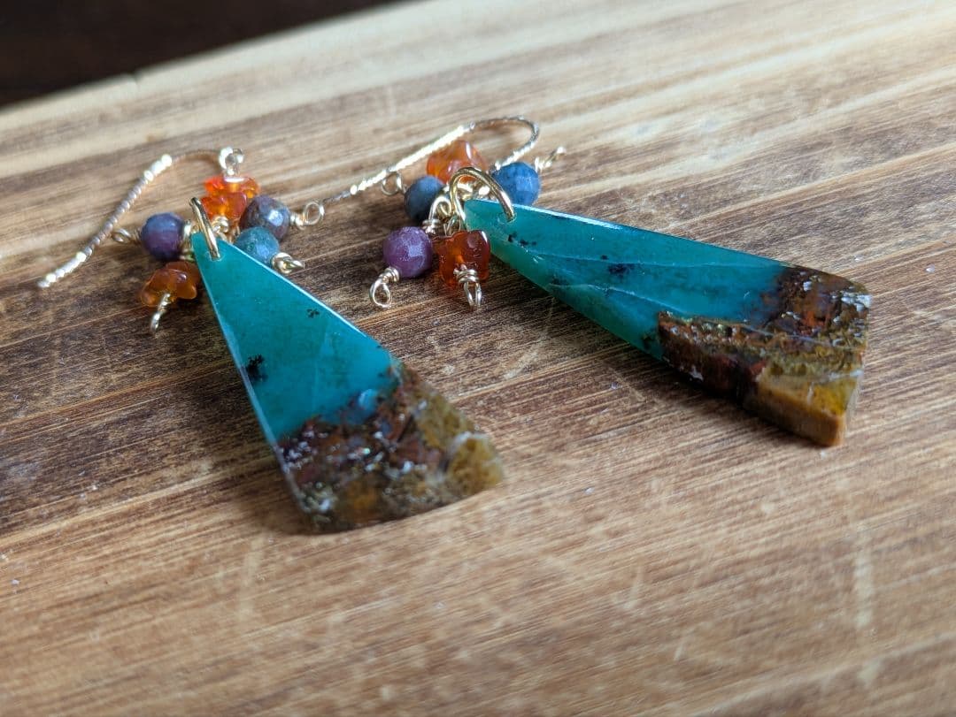 【一点物】ブルーオパライズドウッド　ムーアカイト　ファイヤーオパール14kgf