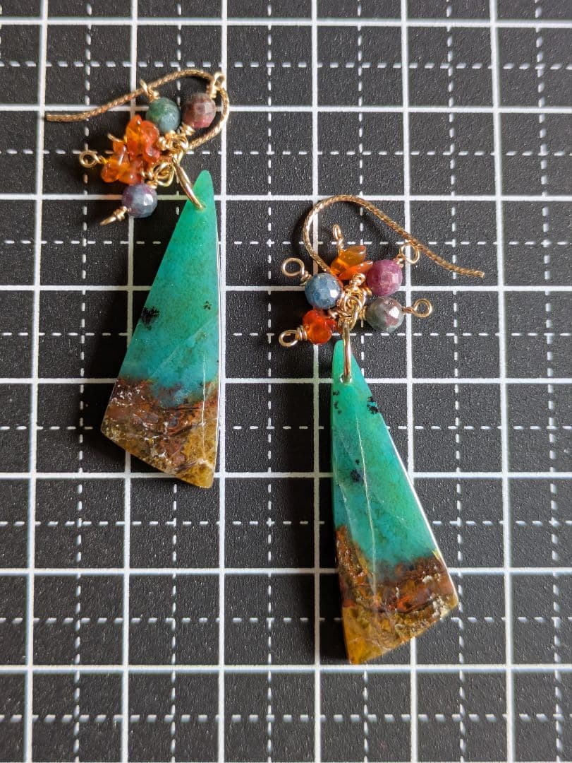 【一点物】ブルーオパライズドウッド　ムーアカイト　ファイヤーオパール14kgf