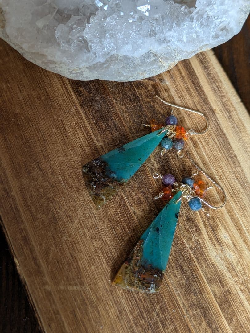 【一点物】ブルーオパライズドウッド　ムーアカイト　ファイヤーオパール14kgf