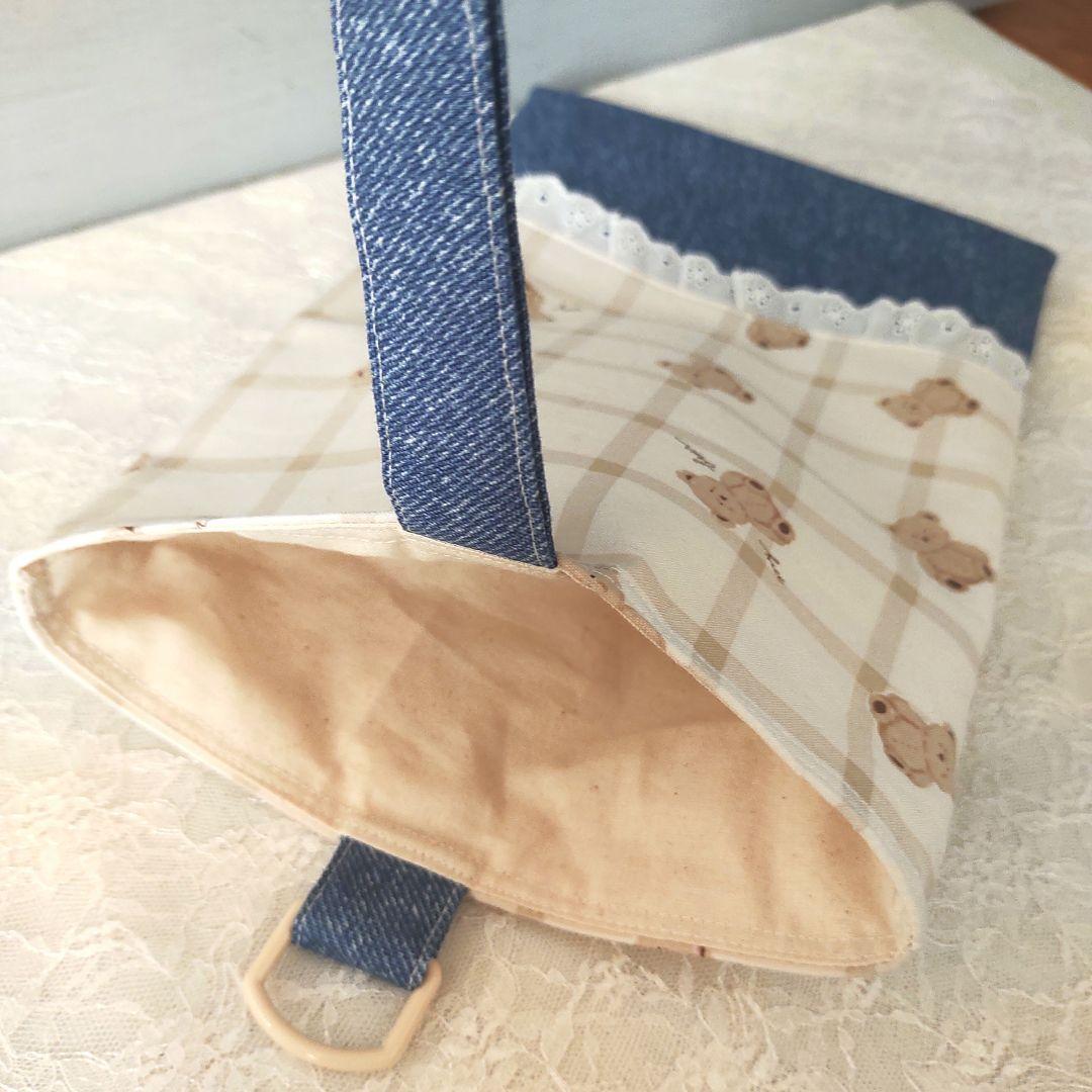 【み。】くすみくまさん 入園入学3点セットベージュ+追加上履き入れピンク